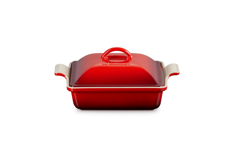 Le Creuset 23cm Deep Square Dish with Lid in Cerise, 1.9L stoneware, durable, even heat, Keans Claremorris