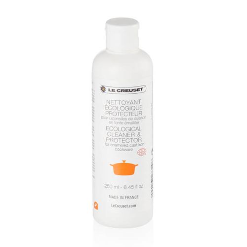 Le Creuset Cast Iron Cookware Cleaner 250ml removes stains, protects enamel, and shines cookware – available at Keans