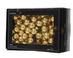 Shiny gold glass baubles on flexible wire, 2.5cm, 144 pieces in window box – festive décor by Keans Claremorris