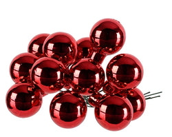 Shiny red glass baubles on wire, 2cm, 144 pieces – Christmas decoration by Keans Claremorris