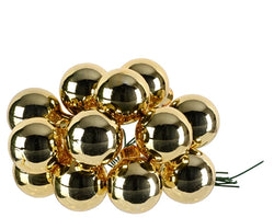 Shiny light gold glass baubles on wire, 144 pieces, decorative ornaments by Keans Claremorris