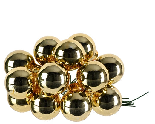 Shiny light gold glass baubles on wire, 144 pieces, decorative ornaments by Keans Claremorris