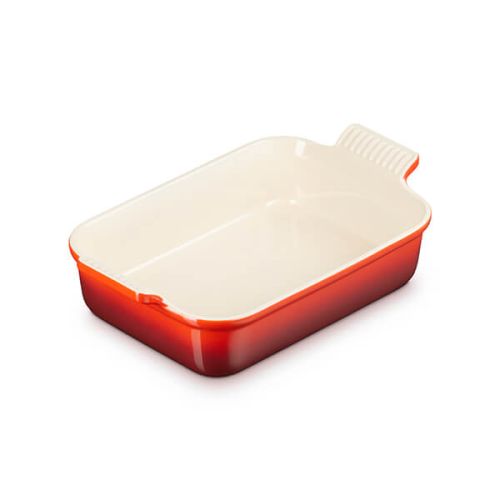 Le Creuset Cerise 26cm Stoneware Rectangular Dish, 2.4L capacity, durable, easy-grip handles, thermal resistant - Keans