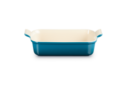 Le Creuset 26cm Deep Teal Rectangular Stoneware Dish with Scalloped Handles, Scratch-Resistant, Oven Safe - Keans Claremorris