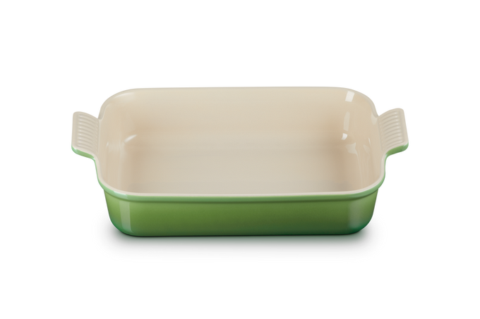 Le Creuset 32cm Deep Rectangular Bamboo Dish, durable stoneware baking dish – available at Keans Claremorris