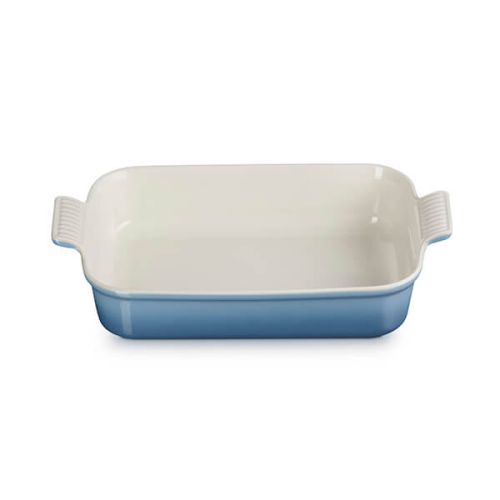 Le Creuset 32cm Deep Rectangular Dish in Chambray Blue – Durable Stoneware Bakeware | Keans Claremorris