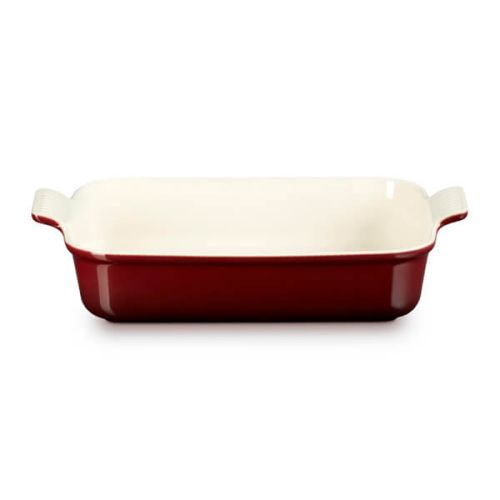 Le Creuset 32cm Garnet Deep Rectangular Stoneware Dish, 4L capacity, oven-safe, durable with easy-grip handles – Keans