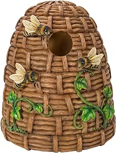 Beehive Birdhouse D by Vivid Arts, realistic resin garden décor, frost resistant, hand finished, 17x19x10.5 cm – Keans