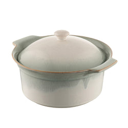 Belleek Living Tivoli Covered Round Casserole, durable blue-grey stoneware, oven-safe, rustic style, available at Kean’s