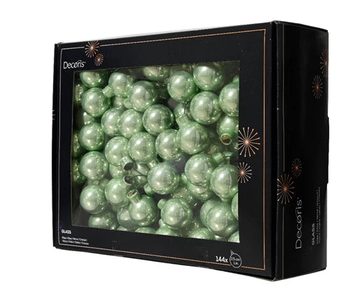 Shiny Glass Baubles on Wire – Matcha Green  2.5cm 144 pieces (12 bundles of 12)