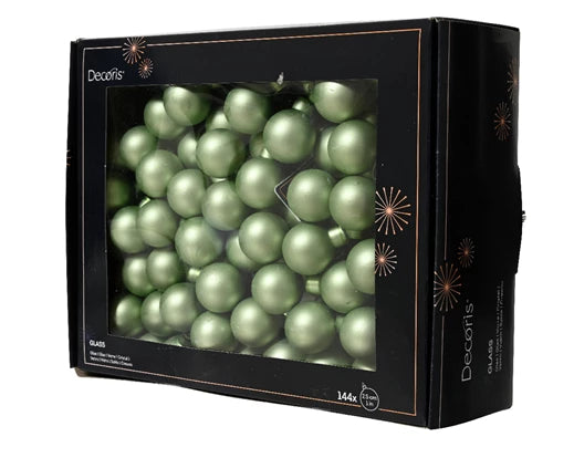 Matt Glass Baubles on Wire – Matcha Green  2.5cm 144 pieces (12 bundles of 12)