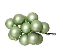 Matt Glass Baubles on Wire – Matcha Green  2.5cm 144 pieces (12 bundles of 12)