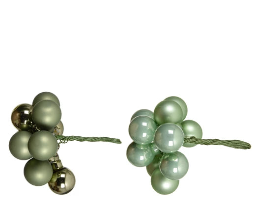 Glass Baubles on Wire – Light or Dark Green (Bundle of 10)