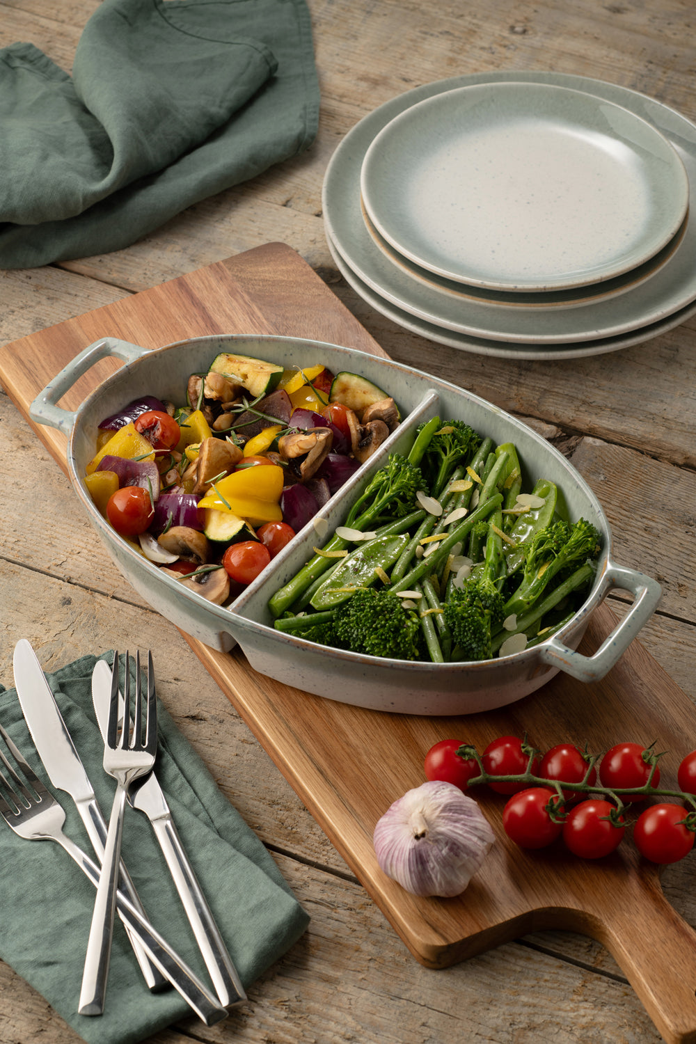 Tivoli Stoneware Oval Divided Baker, durable ceramic casserole dish, perfect for baking and serving | Keans Claremorris