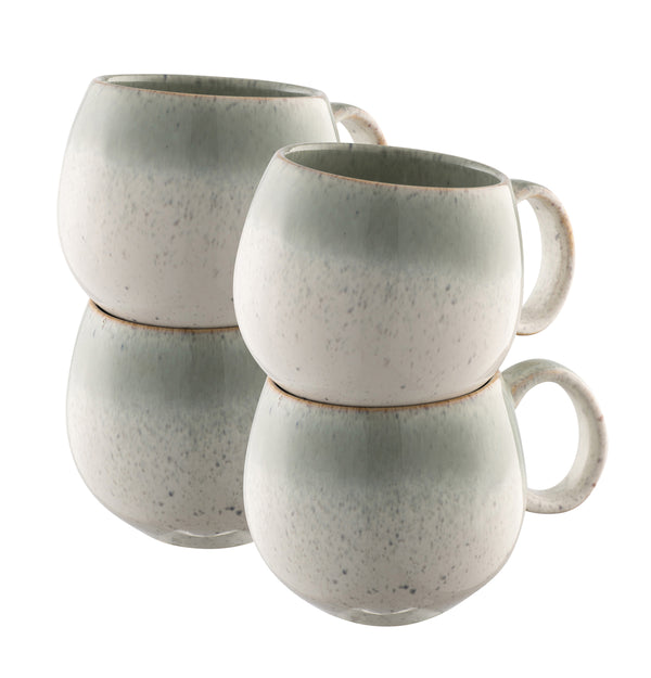 Tivoli Stoneware 4-piece round mug set, 500ml, blue-grey reactive glaze, durable, oven-safe, from Kean’s Claremorris. –