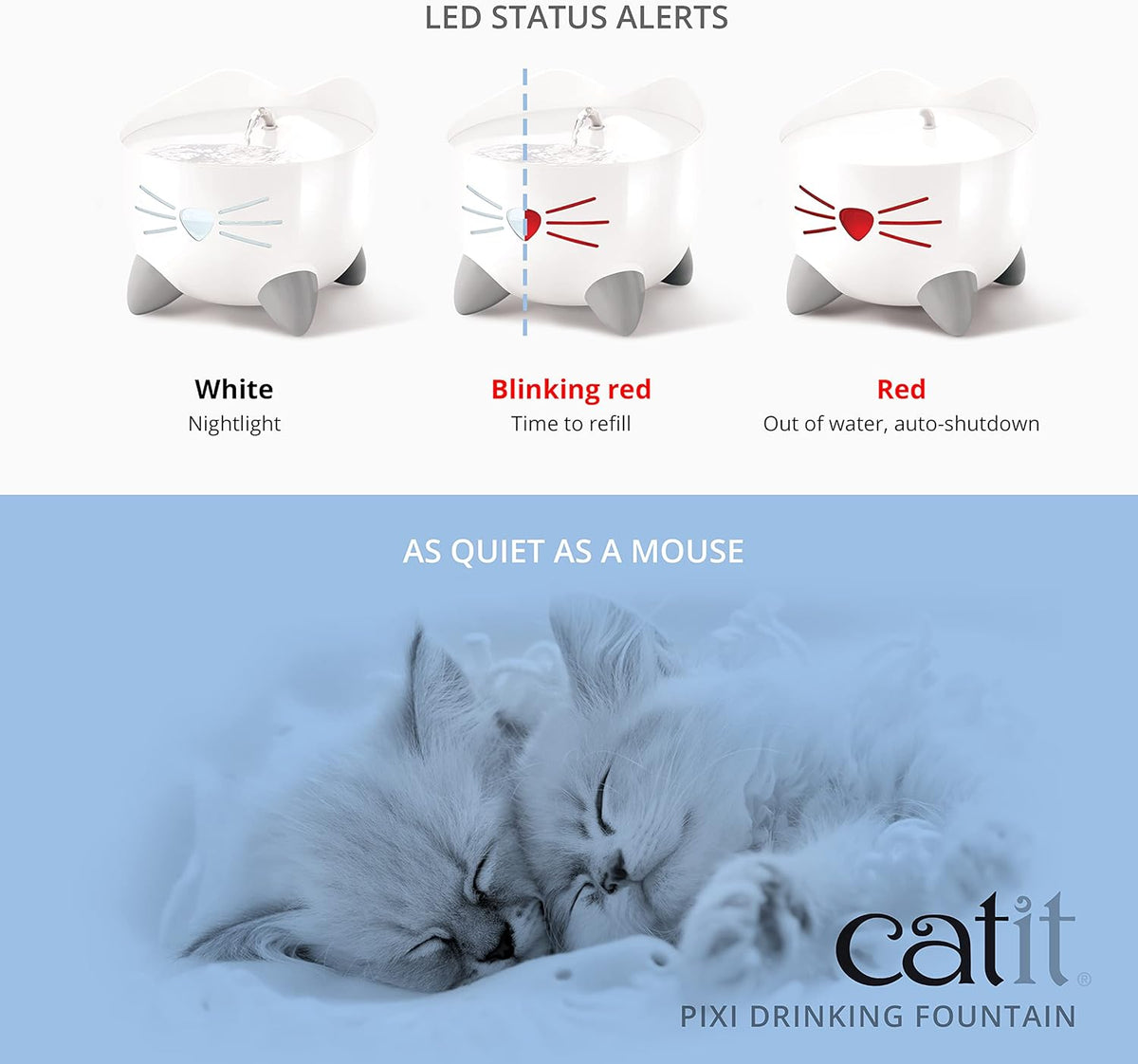 Catit Pixi Fountain Light Pink pet water fountain, compact design, quiet operation – available at Keans Claremorris.
