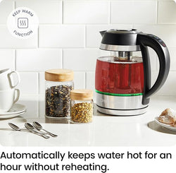 Chefman Electric Glass Kettle – 1.8L Custom Temp Control| RJ11-18-CTI-UK