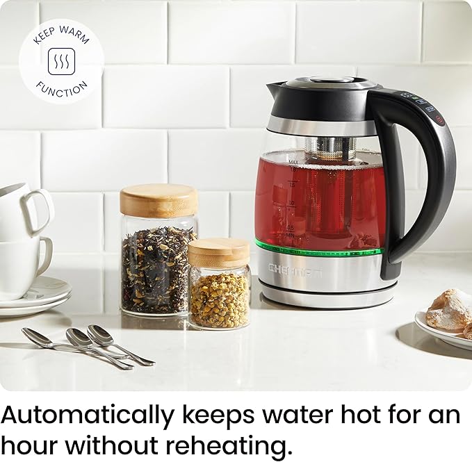Chefman Electric Glass Kettle – 1.8L Custom Temp Control| RJ11-18-CTI-UK - Image 5