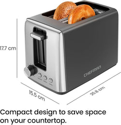 Chefman Stainless Steel 2 Slice Toaster| RJ31-SS-V3-UK