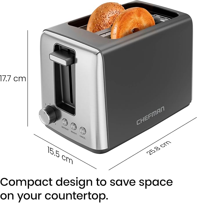 Chefman Stainless Steel 2 Slice Toaster| RJ31-SS-V3-UK - Image 4