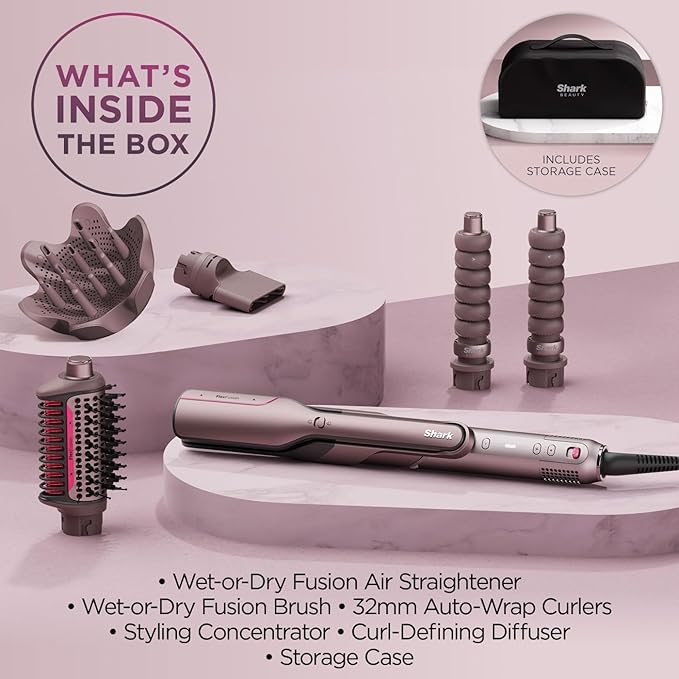 Shark Fusion Hair Straightener with advanced heat technology, sleek design – available at Keans Claremorris store.