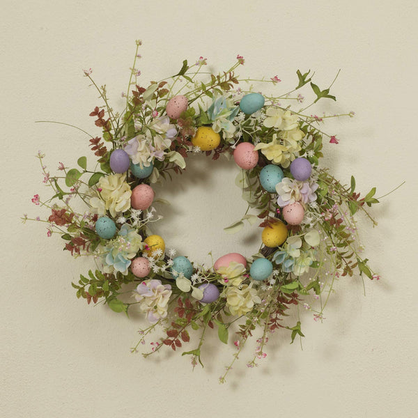 Mixed Flowers & Egg Wreath 22"