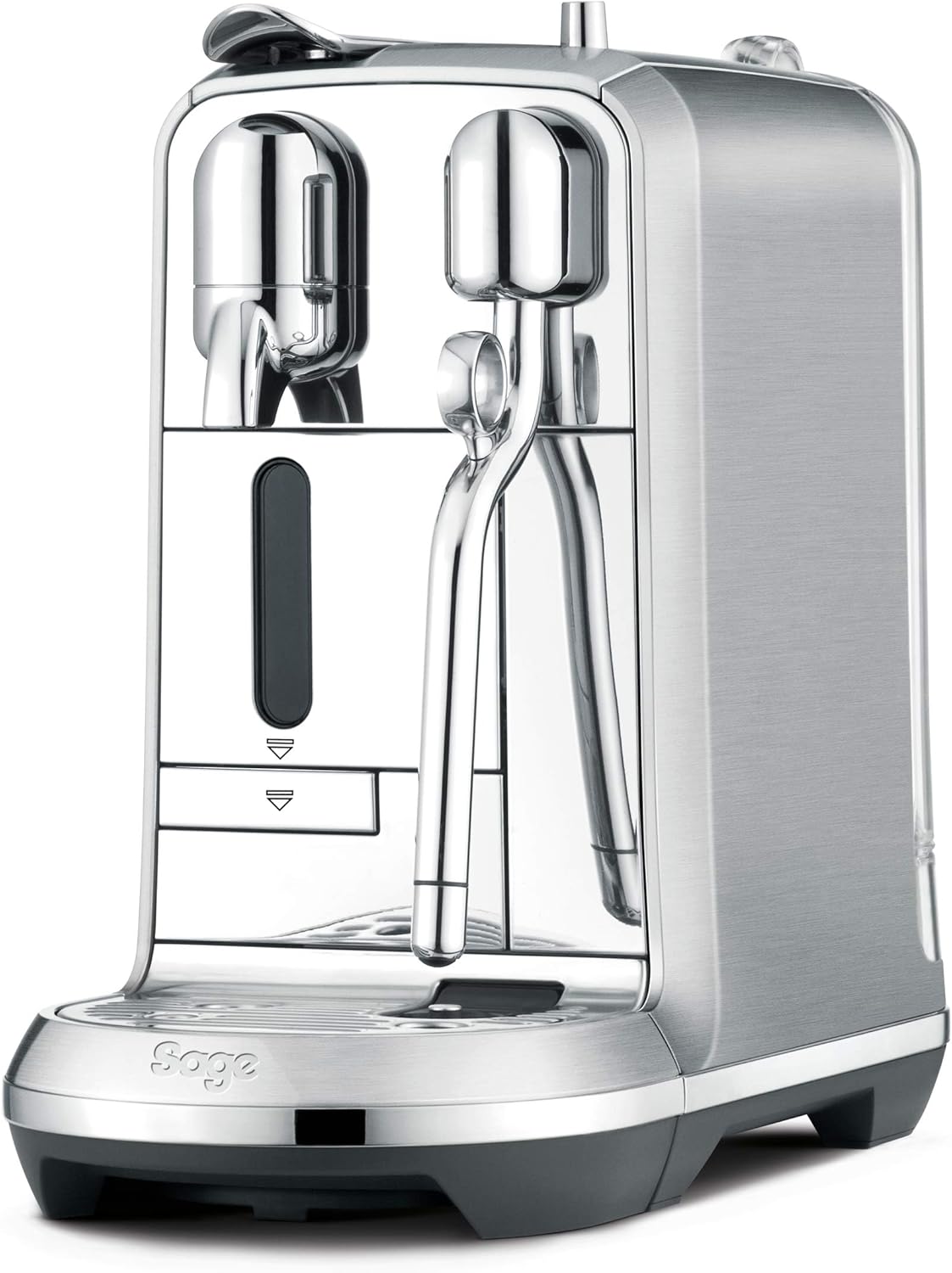 Sage The Creatista Plus Nespresso Pod Machine in brushed stainless steel with steam wand and drip tray