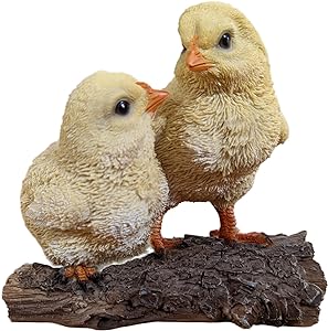 Realistic Playful Chicks on Log garden décor, durable frost-resistant resin, hand-finished by Vivid Arts – Keans Claremorris