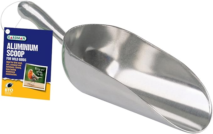 Gardman A01310 Aluminium Scoop Bird Feeder, durable plastic & steel, flip top lid, holds 5 fat snax, 27cm - Keans Claremorris