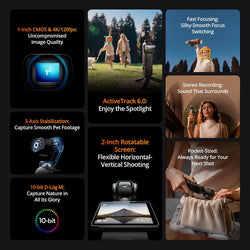 DJI Osmo Pocket 3 Creator Combo handheld 4K camera with accessories, available at Keans Claremorris store.