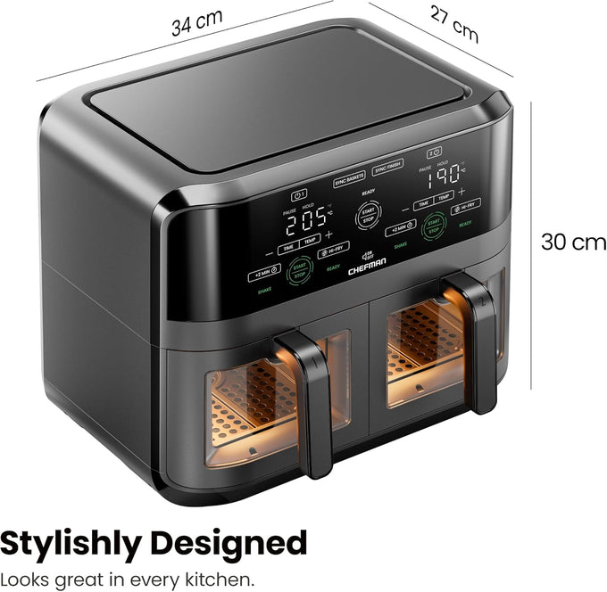 Chefman Dual Basket Air Fryer – 5.6 Litre Capacity| RJ38-SQPF-3TDB-2W-UK - Image 5