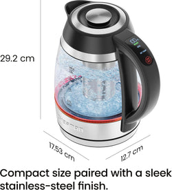 Chefman Electric Glass Kettle – 1.8L Custom Temp Control| RJ11-18-CTI-UK