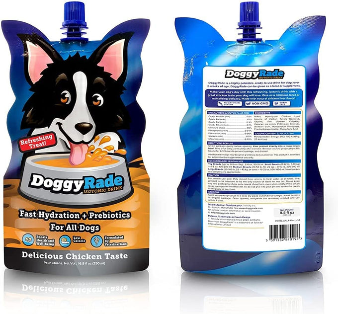 Doggyrade 250ml pet hydration drink bottle, refreshing formula for dogs, available at Keans Claremorris.