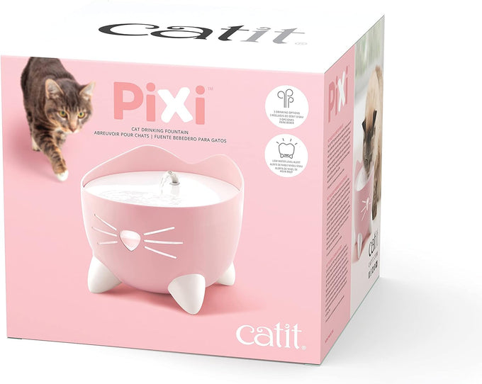 Catit Pixi Fountain Light Pink pet water fountain, stylish and functional hydration, available at Keans Claremorris.