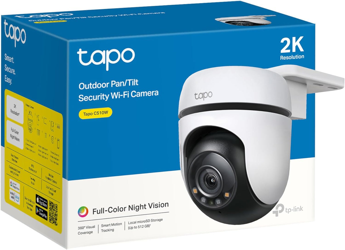 TP-Link Tapo C510W Outdoor 2K WiFi Security Camera with 360° Pan/Tilt, AI Motion Tracking, Full-Color Night Vision – Kean’s