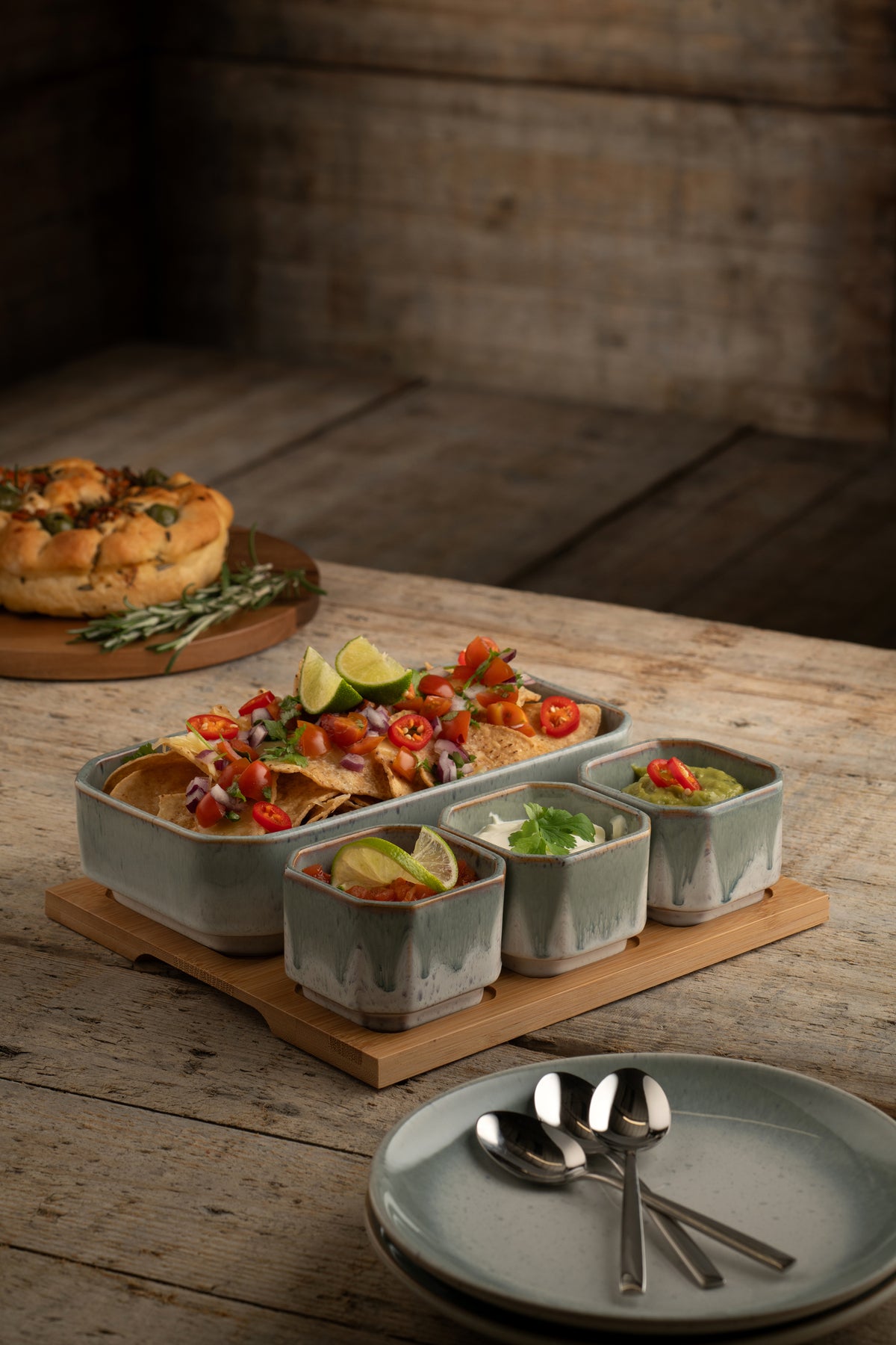 Belleek Living Tivoli Serving Set with Bamboo Board, stylish and durable, available at Keans Claremorris.