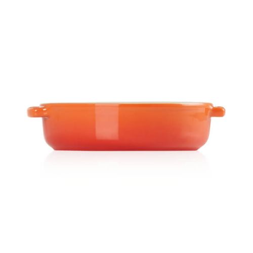 Le Creuset 14cm Volcanic Tapas Dish, durable stoneware, vibrant orange, available at Keans Claremorris.