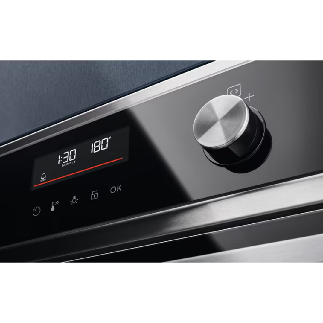Electrolux 700 AirFry Built-In Single Pyrolytic Oven EOM6P46X with AirFry function, available at Keans Claremorris.