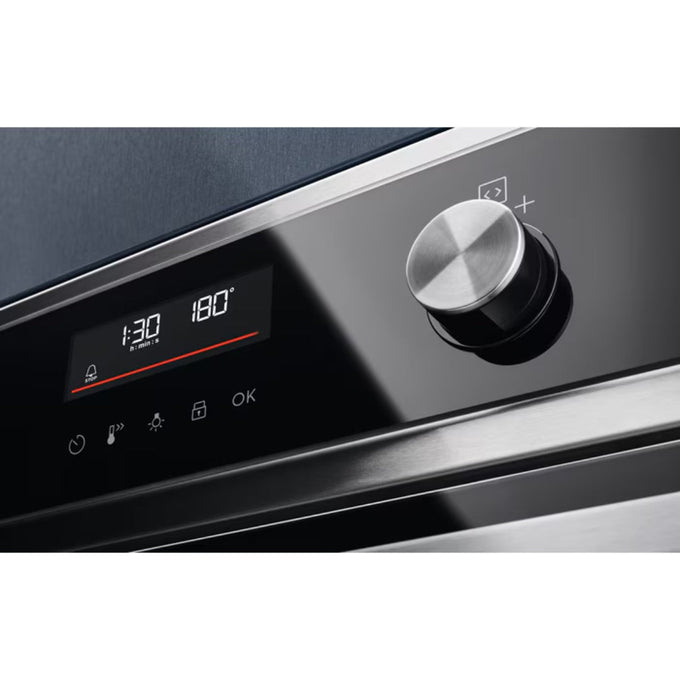 Electrolux 700 AirFry Built-In Single Pyrolytic Oven EOM6P46X with AirFry function, available at Keans Claremorris.