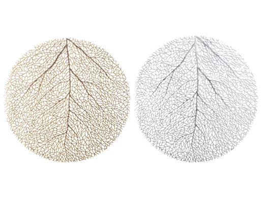 Placemat – Gold or Silver with Open Leaf Design d38cm - Image 1