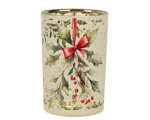 Hurricane GLASS Holly Berry White D.12cm x H.18cm - Image 1