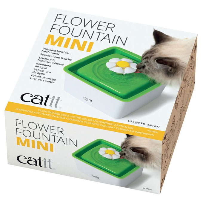 Catit 2.0 Mini Flower Fountain 1.5L pet water fountain, compact design, available at Keans Claremorris