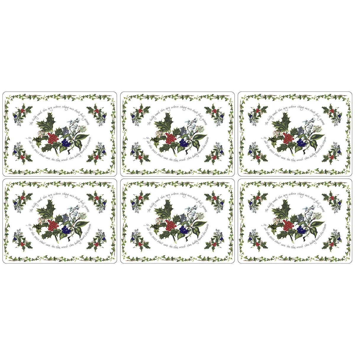 Holly & Ivy Rect Placemats Set of  6 + Free Coasters - Image 3