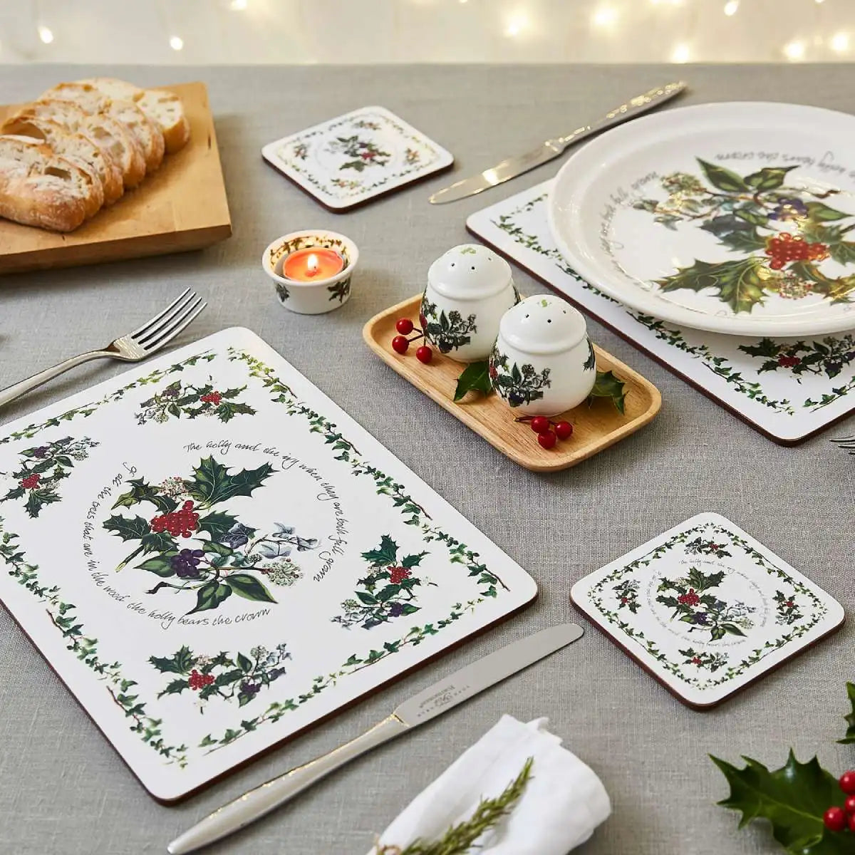Holly & Ivy Rect Placemats Set of  6 + Free Coasters - Image 2