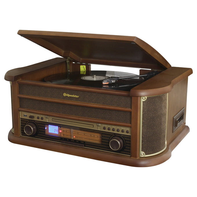 Roadstar Hi-Fi System Bluetooth Autostop with Retro Wood Turntable, CD-MP3, Radio, USB, AUX, Remote – Keans Claremorris
