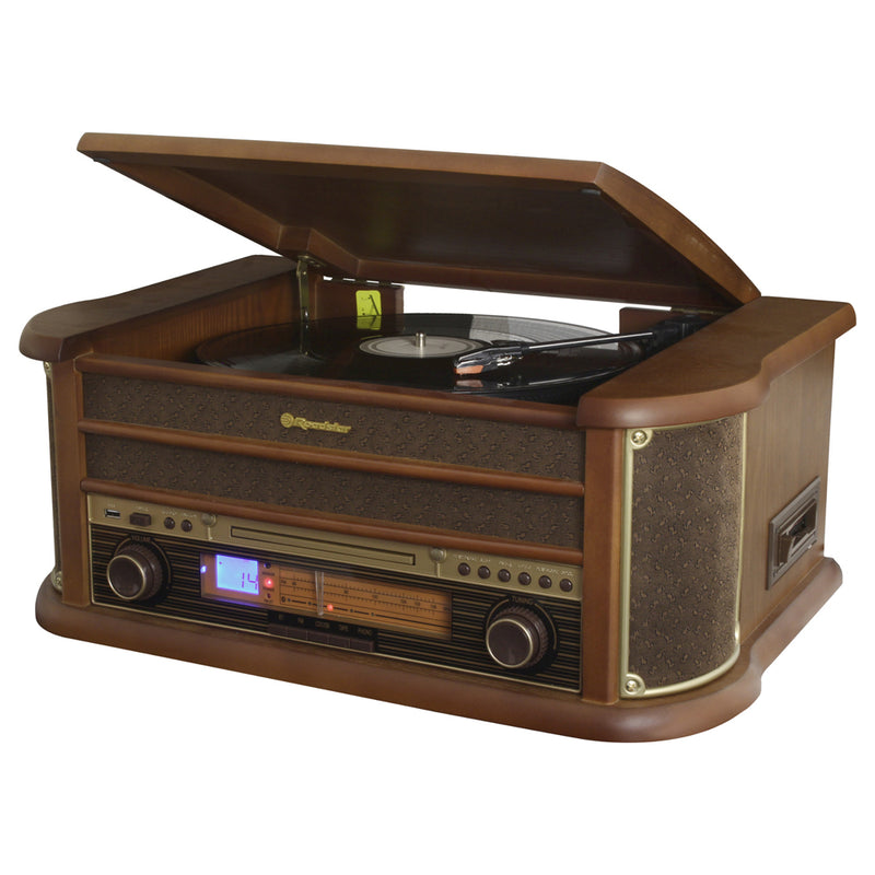 Roadstar Hi-Fi System Bluetooth Autostop with Retro Wood Turntable, CD-MP3, Radio, USB, AUX, Remote – Keans Claremorris
