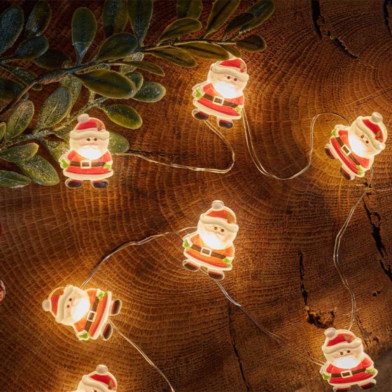 Santa String Lights set of 20 warm white LEDs, 1.9m battery-operated indoor string lights – Keans Claremorris