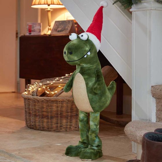 BigLiz(ard) Green Dino festive decoration, 85cm tall indoor Christmas décor, fun gift – Keans Claremorris
