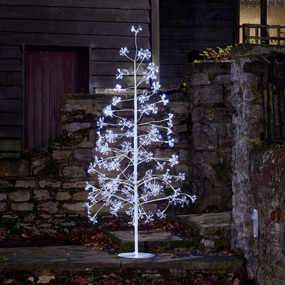 1.8m Frosted Twinkling LED Tree with 2,400 cool white lights, indoor/outdoor, low voltage – Keans Claremorris