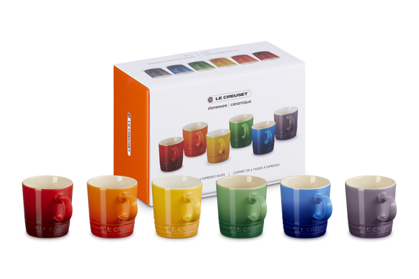Le Creuset Rainbow Set of 6 Espresso Mugs